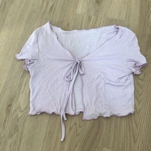 Lavender Tie-Front Crop Top